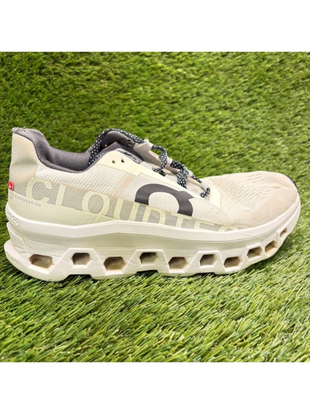 On Cloudmonster Womens Size 9.5 White Black Athletic Running Shoes Sneakers